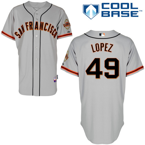 Javier Lopez #49 Youth Baseball Jersey-San Francisco Giants Authentic Road 1 Gray Cool Base MLB Jersey